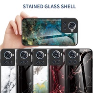 OnePlus 10R CPH2411 Case Marble Grain Tempered Glass Hard Back Cover Phone Case Silicone Bumper for 