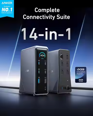 Anker A83B6 Prime Docking Station, 14-Port with 160W Max Output, 10Gbps Fast Data Transfer, Real-Tim