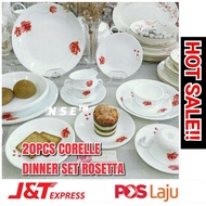 ORIGINAL 20PCS CORELLE DINNER SET ROSETTA / SET PINGGAN CAWAN KACA CORELLE