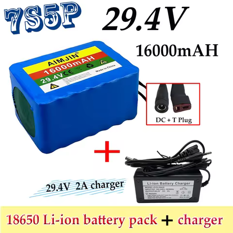 New 18650 7S5P lithium-ion battery is used for scooters and electric wheelchairs, 29.4V, 160000mAh, 