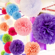 pompom kertas 5pcs mix warna / pompom bunga / pompom dekorasi / pompom kertas krep / pompom tissue /