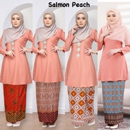 🔥(SIZE XS-5XL) TEMA SEDONDON BAJU KURUNG SALMON PEACH RAYA 2026 | KURUNG RIAU MODEN SONGKET BATIK PL