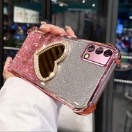 Case For OPPO A74 4G A95 4G Anti vibration soft shell with mirror makeup stand function mobile phone