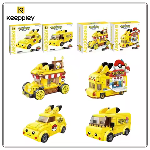 Keeppley Pokemon Building Blocks Pikachu Car Model Ornaments Educational Assembled Children's Toys K