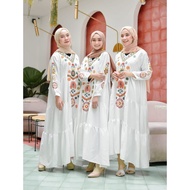Ramadhani Dress / Bayar Ditempat / Dress Putih Wanita / Gamis Putih Wanita / Gamis Bordir Wanita / D