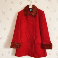 原價3000多 麗嬰房羊毛紅色秋冬保暖日常氣質過年聖誕喜酒毛呢長袖大衣外套