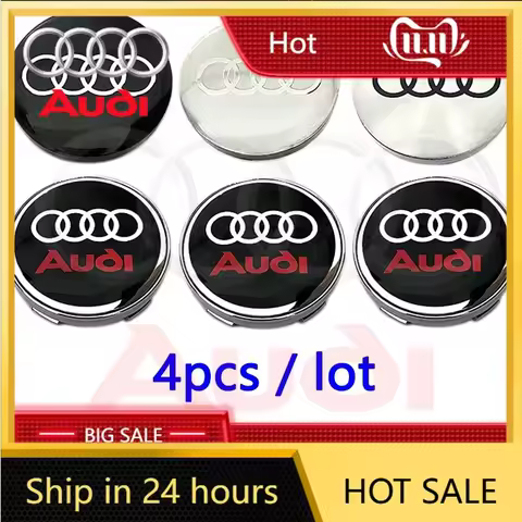 2025 Hot 4pcs 56mm 60mm 65mm 68mm For Car Rim Cover Wheel Center Hub Caps Audi A3 A4 A5 A6 A7 A8 Q3 
