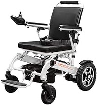 Fashionable Simplicity Foldable Power Compact Mobility Aid Wheel Chair 19.8Kg Lightweight Carry Electric Wheelchair Weight Capacity 150Kg Seat Width 45Cm 4 Shock Absorbers Motorized Wheelchair White P