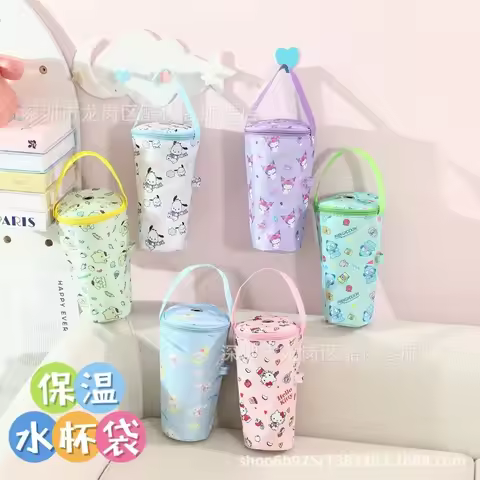 New Kuromi Insulated Water Bottle Bag Cover Office Portable Handheld Cup Bag Pacha Dog Milk Tea Kett