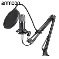 [ammoon]BM800 Condenser Microphone Podcast Live Broadcast Equipment USB MIC Microfone Set Studio Mic with Arm Stand Music Recording Equipment for Studio Live Recording and Broadcasting