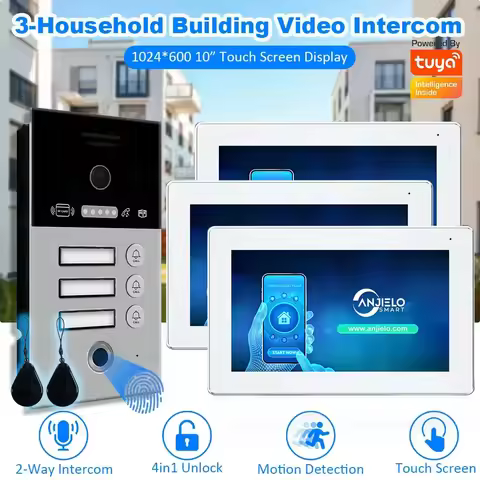7/10inch Touch Screen Wifi Tuya Smart Doorbell Video Intercom for Apartment Building Fingerprint IC 