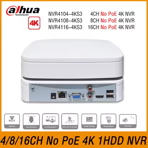 Dahua NVR4104-4KS3 NVR4108-4KS3 NVR4116-4KS3 4/8/16CH Smart Lite Network Video Recorder Security Cam