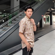 KEMEJA KATUN Men's Slim Fit Cotton Short Sleeve Shirt Acca -7211109 | Chocolate and Gray