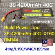 3S 4200mAh 40C 11.1V Lipo Battery - BUILD POWER