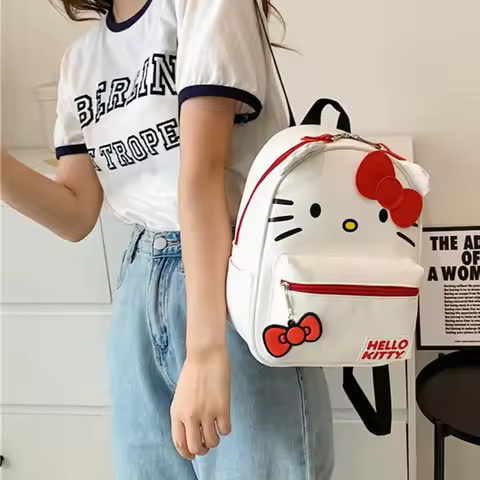 Sanrio Anime Kawaii Hello Kitty Cinnamoroll My Melody Kuromi Backpack Crossbody Messenger Bag PU Lea