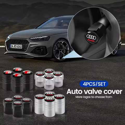 4pcs Metal Car Wheel Tire Valve Cap Protection Cover for Audi Q3 Q4 Q5 Q6 Q7 B8 B6 C6 8p B7 C5 A3 A4