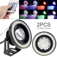 2pcs 3200LM Car RGB LED Angel Eyes eye Fog Light ring Lens Projector Halo Ring Fog Lamp sportlight