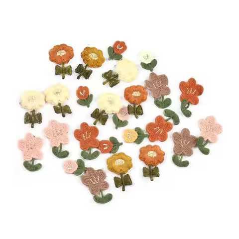 20Pcs 14-33mm Mixed Color Flower Embroidered Patches For DIY Hair Pins Clothes Appliques Sewing Acce