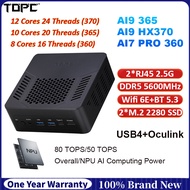 TOPC AMD AI7 PRO 360 /AI9 365/HX370 Mini PC DDR5 5600Mhz USB4 2*2.5G LAN Desktop Gaming PC WiFi6