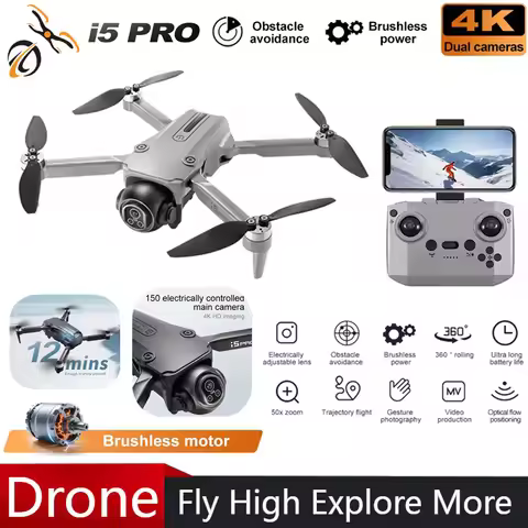 2025 New i5 Pro Drone Professional 4K Camera Screen Remote Control and 360° Obstacle Avoidance 5G Wi