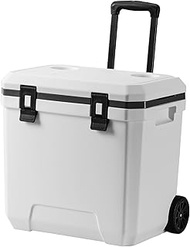 MandKreator 38QT Portable Wheeled Cooler with Retractable Handle, Ultra-Light Ice Chest with Cup Hol