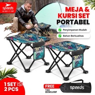 SPEEDS Meja Kursi Lipat Meja Camping Meja Portable 031-11 Set