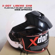 X-DOT LIBERO G118 PLAIN HALF HELMET CRUISER -WHITE COLOR