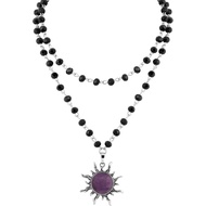 Sacina Gothic Emo Grunge Sun Collar, Black Bead Necklace, Black Jewelry, Gothic Gothic Necklace, Hal