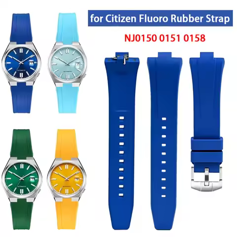 9mm FKM Fluoro Rubber Strap for Citizen NJ0150 NJ0151 NJ0158 Men Women Special Convex End Quick Rele
