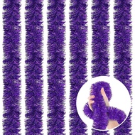 118 Feet Purple Christmas Tinsel Garland, Metallic Twist Garland Shiny Hanging Foil Tinsel Banner fo