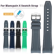 22mm Curved End Silicone Strap for S*watch X Blancpai*n Fifty Fathoms Five Oceans Men Women Waterpro