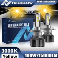 2PCS NEOGLOW Lampu kabut NOVA 100W 15000Lumens 3000K warna kuning dengan garansi 1 tahun, lampu depa
