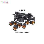 FR-C955 Kabel Fitting Lampu Gantung Outdoor 10 Meter 10 Fitting dengan Colokan / Fitting Lampu Hias