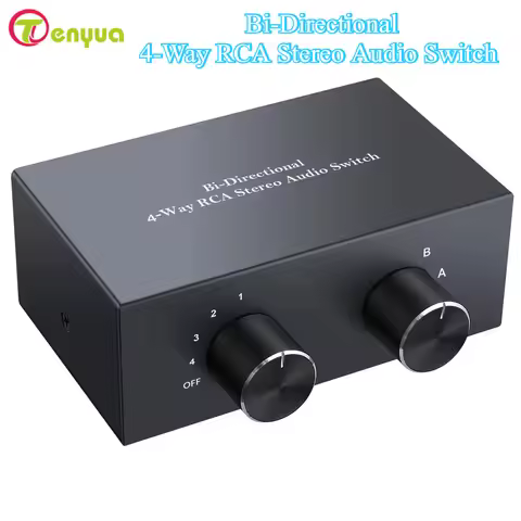 4 Way Bi-Directional RCA Stereo Audio Switch Selector 4X2/2X4 1x2/2x1 L/R Sound Channel Audio Switch