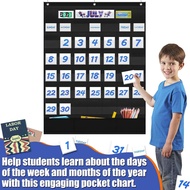Eamay Classroom Monthly Calendar Pocket Chart with 45 Pocket, 3 Storage Pockets for Easy Wall or Sta