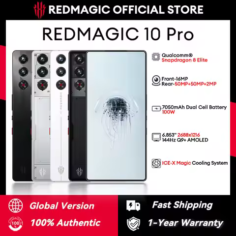 Global Version Redmagic 10 Pro NX789J Snapdragon 8 Elite 6.853inch Q9+ 144Hz 2688x1216 AMOLED 50MP+5