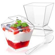10/25/50ml 2.5oz Reusable Mini Square Cup With Optional Lid And Spoon, Versatile Design To Meet Vari