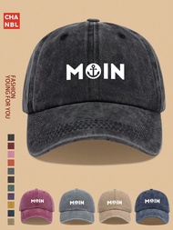 1pc Men's 100% Polyester "MOIN" Graphic Baseball Cap - Casual Summer Snapback Hat. Strong White Lett