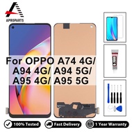100% LCD ทดสอบแล้วสำหรับ OPPO A74 A94 A95 4G 5G CHP2219 CPH2203 CHP2365 จอแสดงผลหน้าจอสัมผัสอะไหล่ซ่