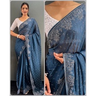 Designer Georgette Stone Diamond To Wear Work Saree For women Georgette Saree Ready to Wear Saree