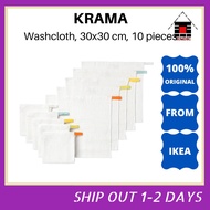 IKEA KRAMA Washcloth, white, 30x30 cm, 10 pieces, cotton, napkin baby towel handkerchief