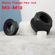 ☎☈☄ 10/ 20/ 50pcs M3 M4 M5 M6 M8 M10 M12 Nylon Flange Nuts Hexagon Flange Nut for Heat/ Electricity Insulation