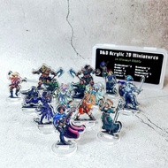 Human Heroes] Dungeons and Dragons Acrylic 2D Miniature War Chess Board Game Figure 14pcs/Set