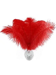 5入彩色天然鴕鳥羽毛,長度6-16in / 15-20cm,適用於萬聖節、聖誕節、婚禮和派對裝飾