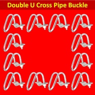 Double U-Cross Pipe Buckle Pipe Clamp Hose Clamp Galvanized Steel 25mm*40mm, 25mm*50mm, 27mm*60mm