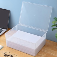 WORTHBUY กล่องเก็บของสำนักงานบ้านกล่องพลาสติกใสใส่กระดาษ A4ความจุเยอะอเนกประสงค์ตั้งโต๊ะ