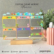 Acrylic planner, acrylic schedule board, kids planner board paperopia