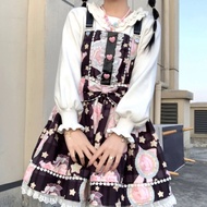 ญี่ปุ่นหวาน Kawaii Jsk Lolita ผู้หญิง Vintage Victorian Gothic การ์ตูนแขนกุดโบว์ลูกไม้เจ้าหญิง Tea P