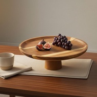 Polished Finish Acacia Wood Fruit Stand Food Grade Acacia Wood Cake Plate Hand Polished for Parties