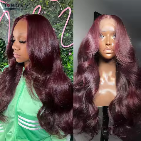 Colored Body Wave Burgundy Hd Lace Frontal Human Hair Wig For Women Brazilian Remy 13X4 Red 99J Lace